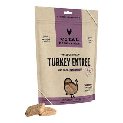 Vital Essentials Cat Freeze-Dried Mini Patties Turkey, 3.75 oz - Pets Perfect