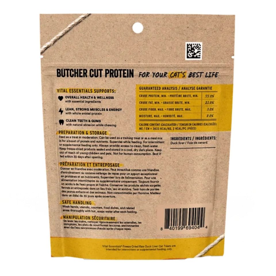 Vital Essentials Cat Freeze-Dried Grain-Free Duck Liver Cat Treats 0.9 oz