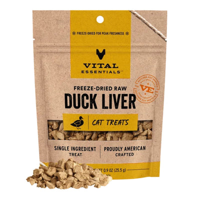 Vital Essentials Cat Freeze-Dried Grain-Free Duck Liver Cat Treats 0.9 oz