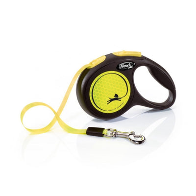 Flexi Classic Retractible Neon Reflective Tape Dog Leash Black/Neon