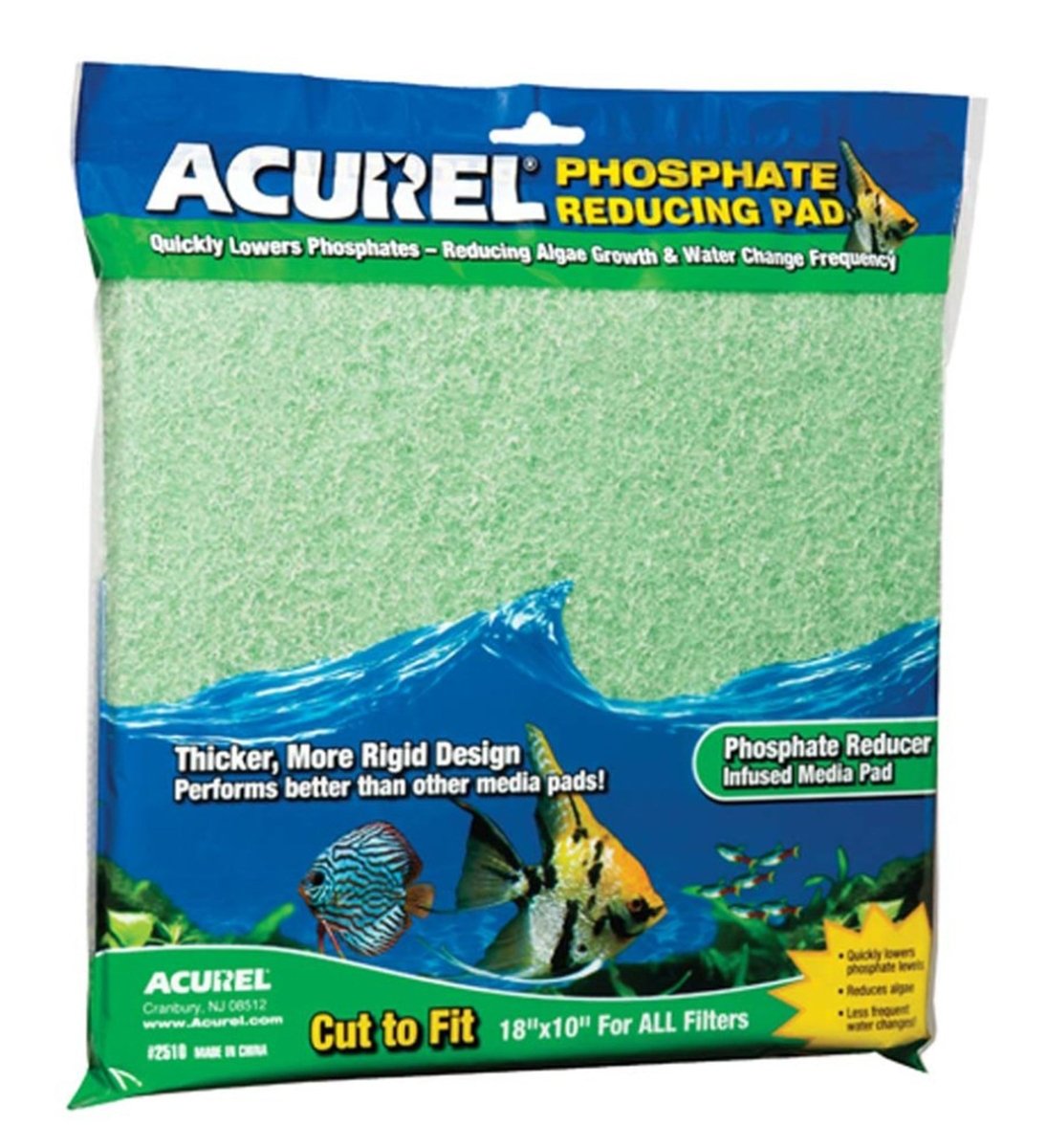 Acurel Cut to Fit Infused Media Pad Phosphate Reducing, Green, 1ea/18 In X 10 in - Pets Perfect
