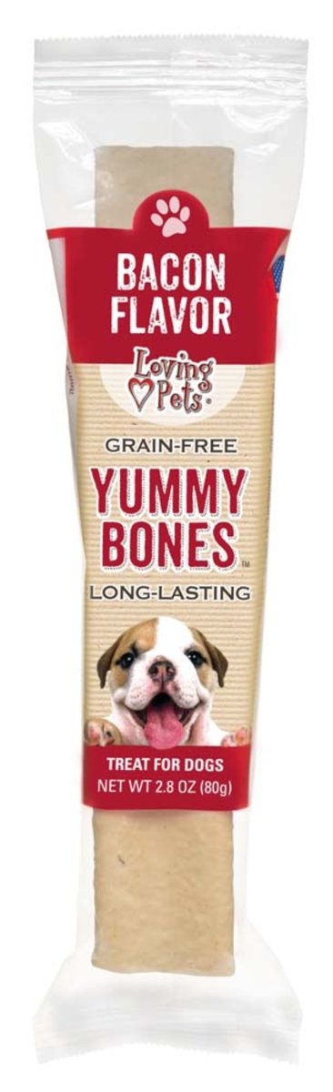 Loving Pets Yummy Bone Flavor Filled Dog Treat Bacon, 15ea/2.8 oz - Pets Perfect