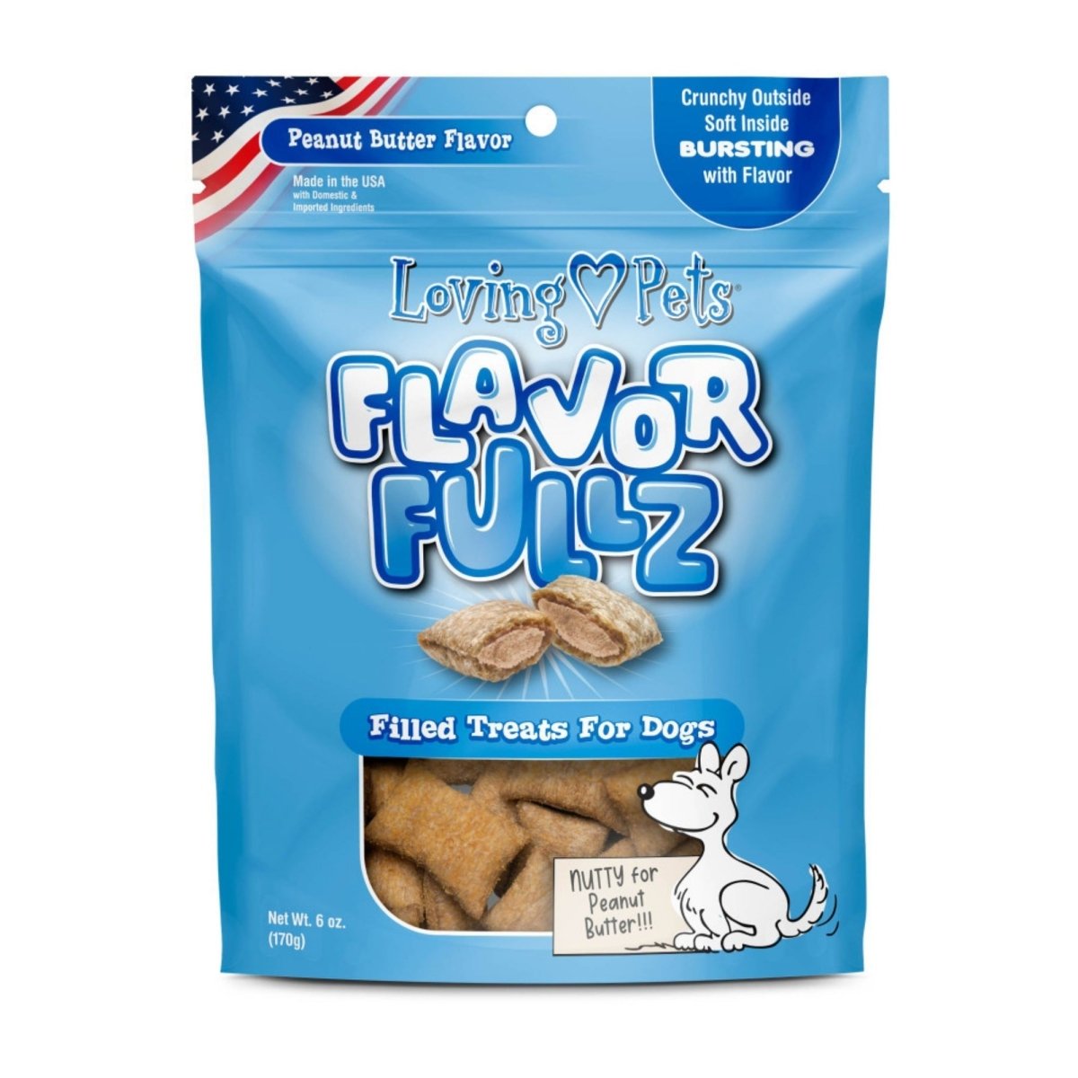 Loving Pets Flavorfullz Filled Dog Treats Peanut Butter, 1ea/6 oz - Pets Perfect