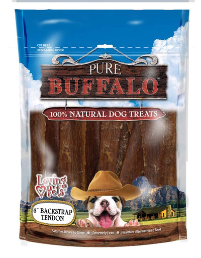 Loving Pets Pure Buffalo Backstrap Tendon Dog Treat, 46 in, 20-Count