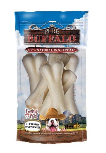 Loving Pets Pure Buffalo Pressed Bully Bones Dog Treat 5 ct, 4 in