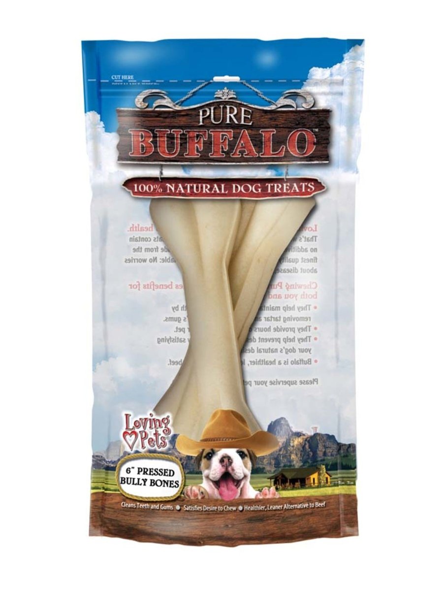 Loving Pets Buffalo Bully Bones – High Protein 6" | 2 Pk - Pets Perfect