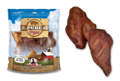 Loving Pets Pig Ears - Natural Free-Range Pork, 10-Pack