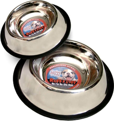 Loving Pets Traditional NoTip Stainless Steel Dog Bowl Silver, 64 oz