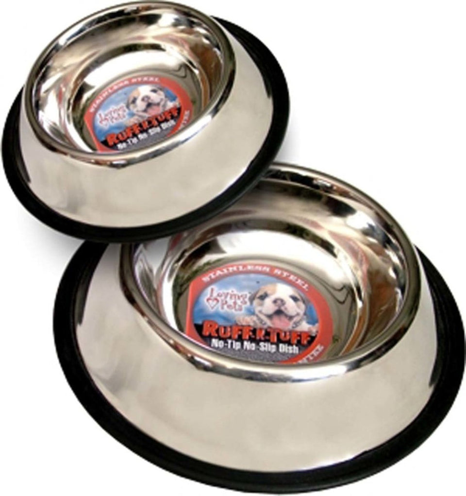Loving Pets Traditional NoTip Stainless Steel Dog Bowl Silver, 96 oz