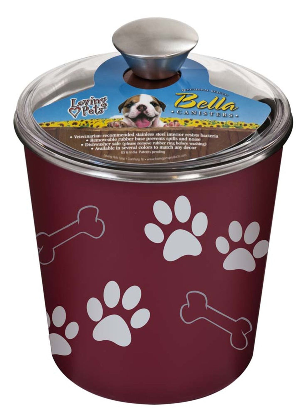 Loving Pets Dog Treat Canister Merlot