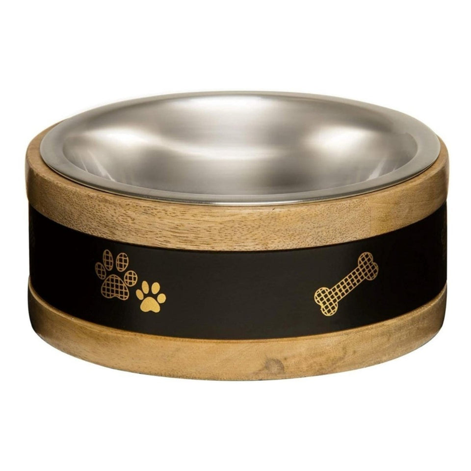 Loving Pets Black Label Wooden Ring Dog Bowl Holder 2 qt