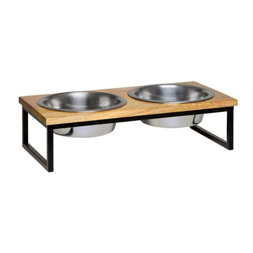 Loving Pets Black Label Raised Wooden Top Diner, 1 qt