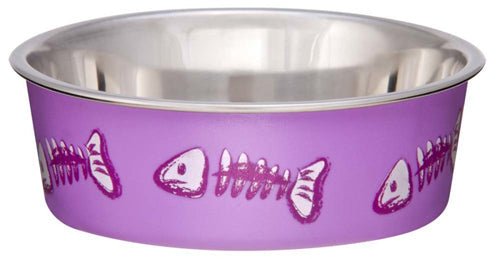 Loving Pets Bella Designer Fish Skeleton Cat Dish Lilac, 1ea/XS - Pets Perfect