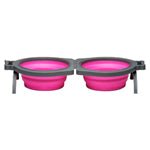 Loving Pets Bella Roma Travel Double Diner Dog Bowl Pink Small - Pets Perfect
