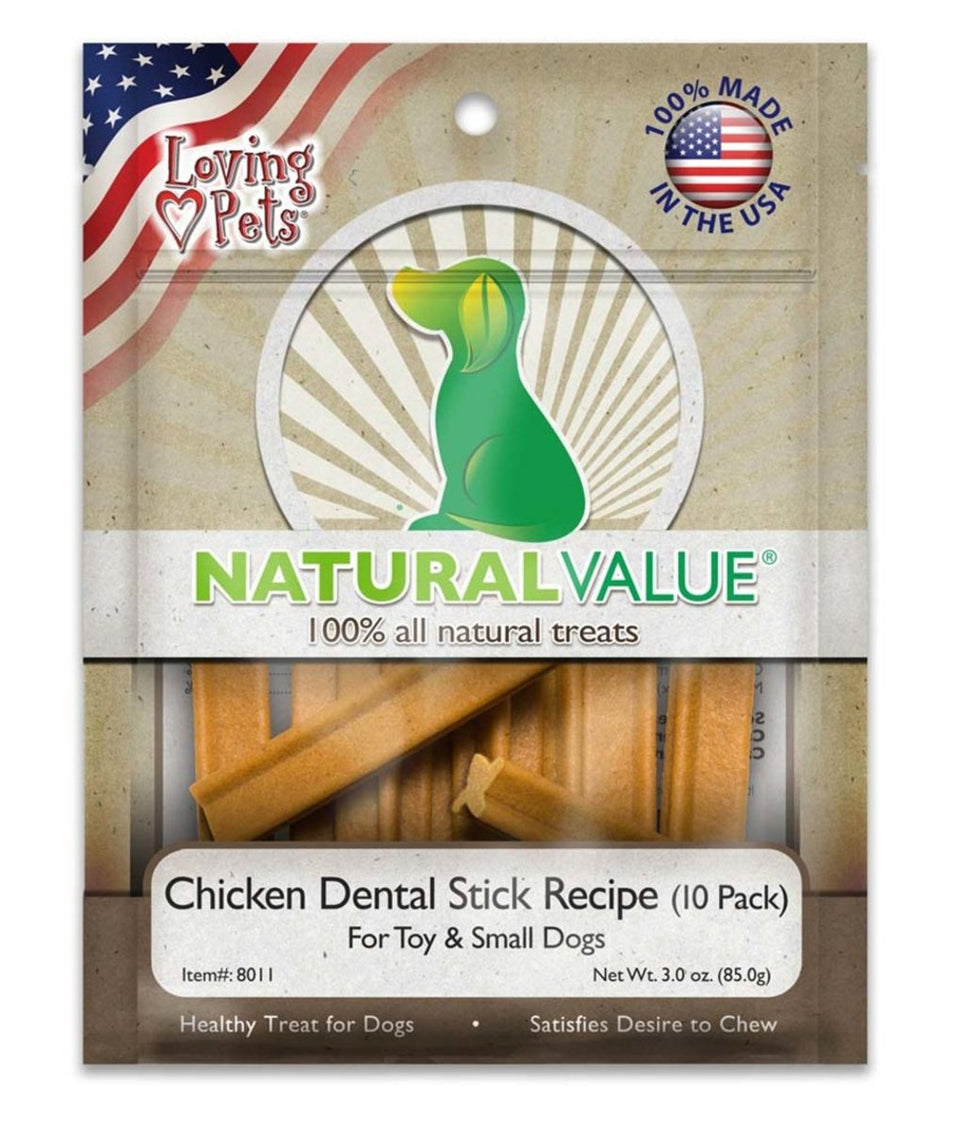 Loving Pets Natural Value Chicken Dental Sticks Dog Treats 3 oz 10 ct