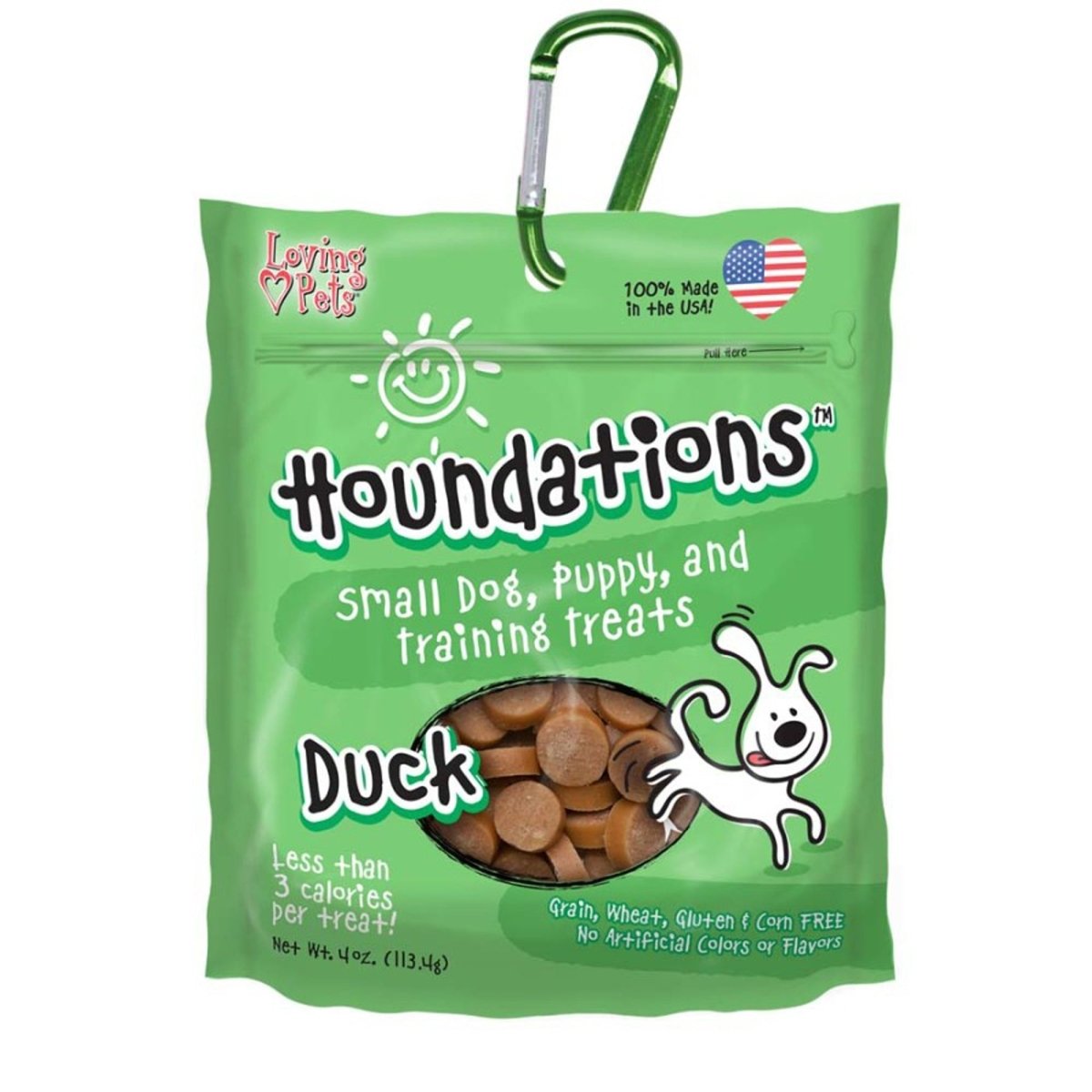 Loving Pets Houndations Small Dog Puppy Training Treats Duck, 1ea/4 oz - Pets Perfect