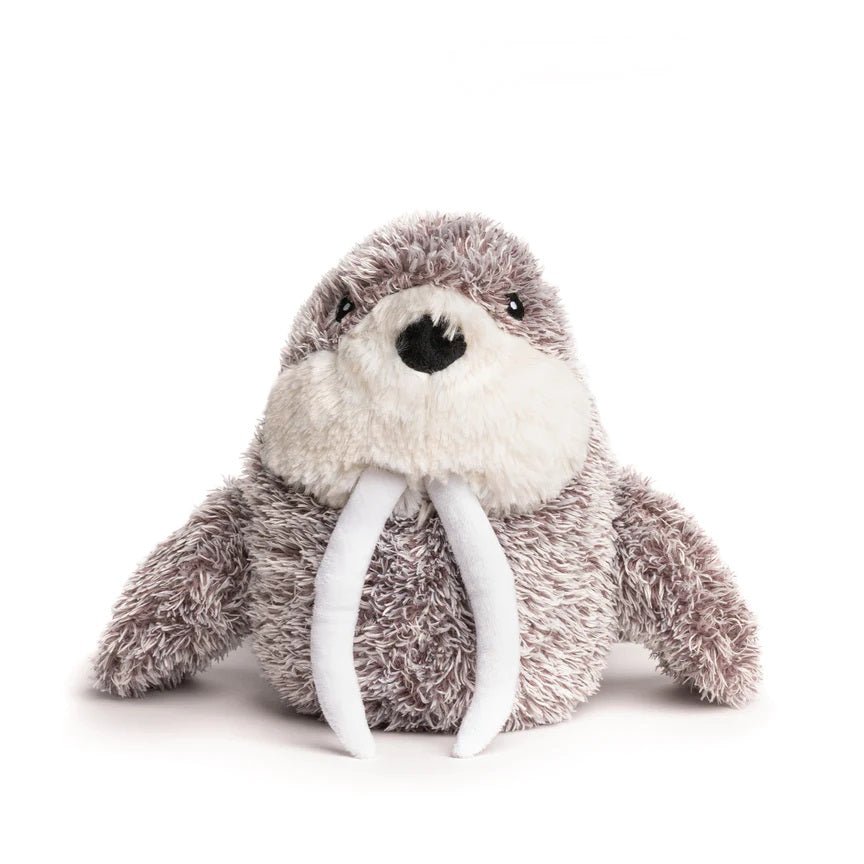 FabDog Fluffy Walrus Plush Dog Toy with 5 Squeakers and Grunter, Small