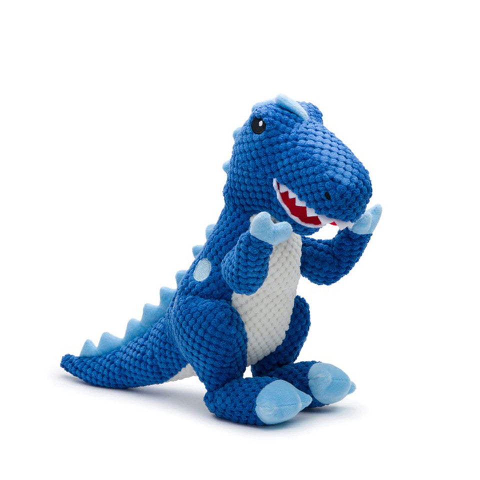FabDog Floppy T-Rex Dinosaur Dog Toy - Blue, Small