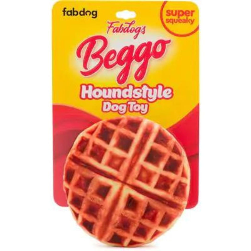 FabDog Beggo Waffle Dog Toy - Stuffing-Free Squeaky Plush