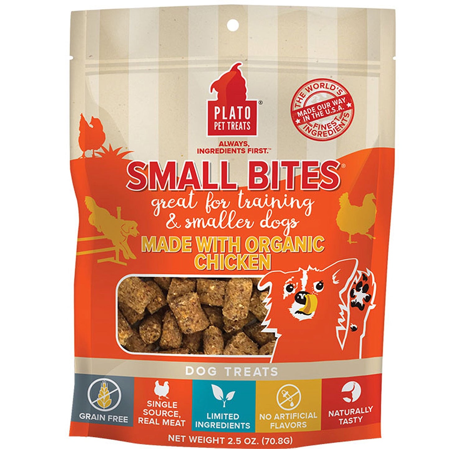 Plato Dog Small Bites Grain-Free Organic Chicken 2.5 oz