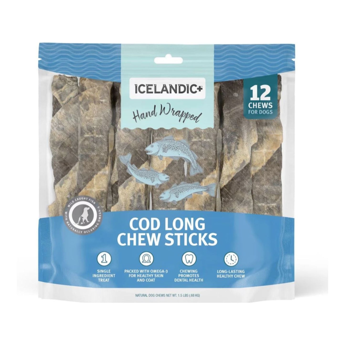 Icelandic Dog Cod Skin Dog Chew 10 in - 12 ct