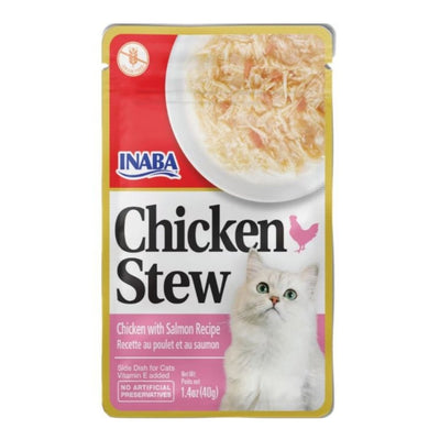Inaba Chicken Stew Side Dish for Cats, Chicken and Salmon, 1.76 oz