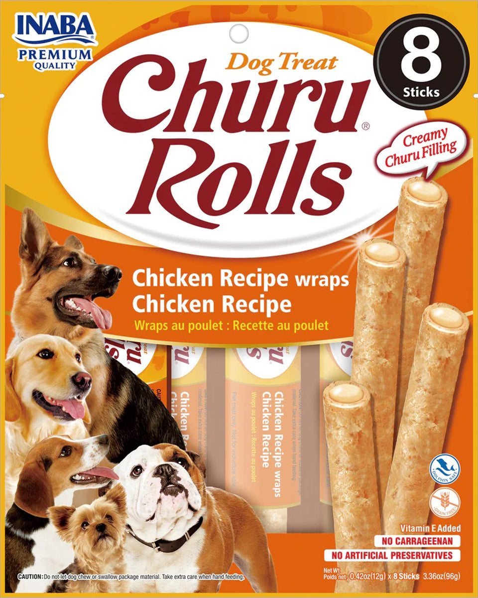 Inaba Dog Churu Rolls Chicken Wraps 6 ct/3.36 oz