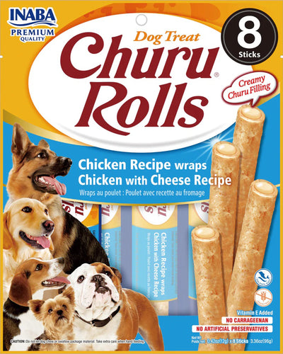 Inaba Dog Churu Rolls Chicken C Heese Wraps 6 ct/3.36 oz