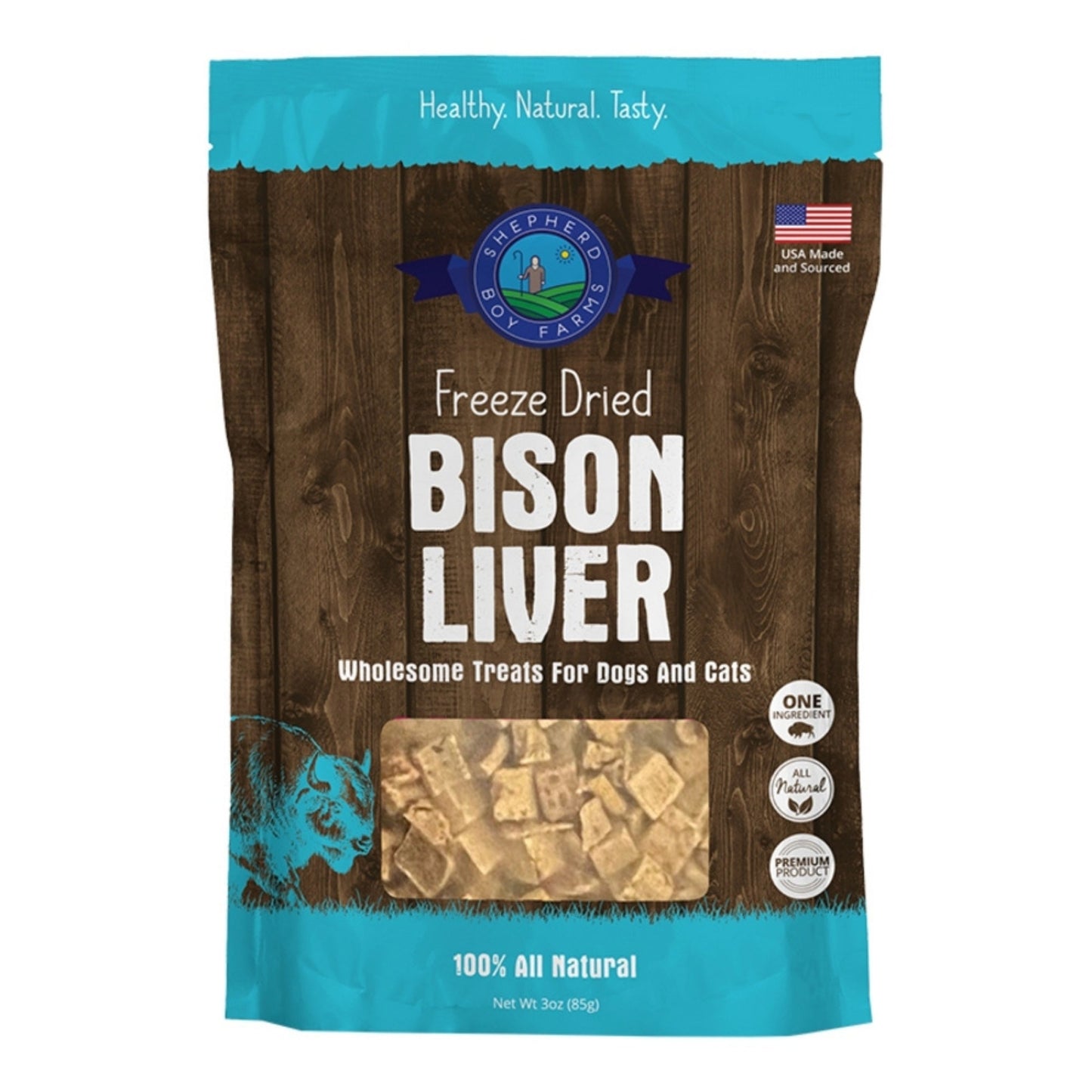 Shepherd Boy Farms Dog & Cat Freeze-Dried Bison Liver 3 oz