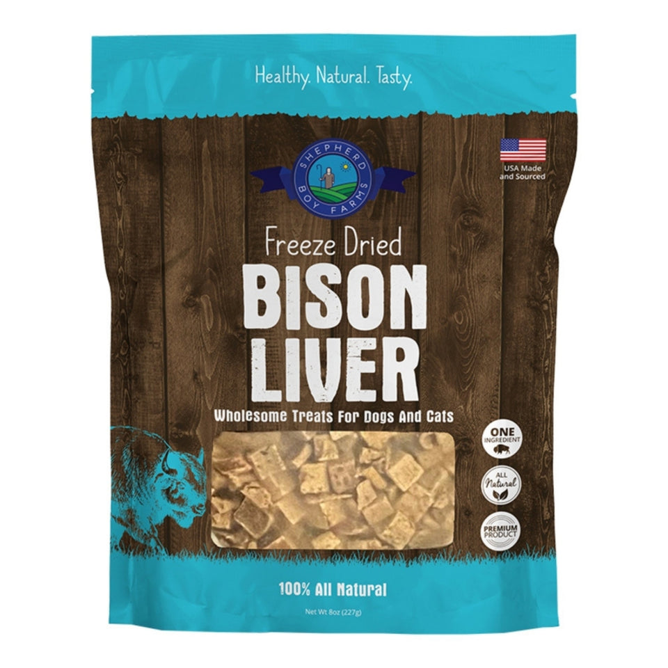 Shepherd Boy Farms Dog & Cat Freeze Dried Bison Liver 8oz. - Dog Treats Freeze Dried and Dehydrated