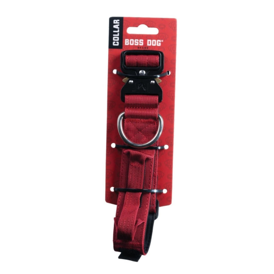 Boss Dog Tactical Adjustable Dog Collar Red, Medium, 15-18 in
