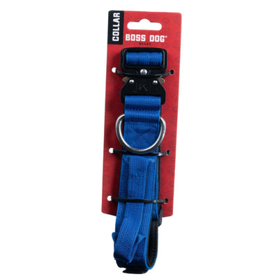 Boss Dog Tactical Adjustable Dog Collar Blue, Medium, 15-18 in