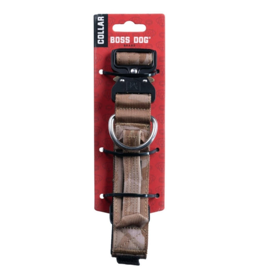 Boss Dog Tactical Adjustable Dog Collar Tan Camo, Small, 13-16 in