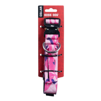 Boss Dog Tactical Adjustable Dog Collar Pink Camo, Medium, 15-18 in