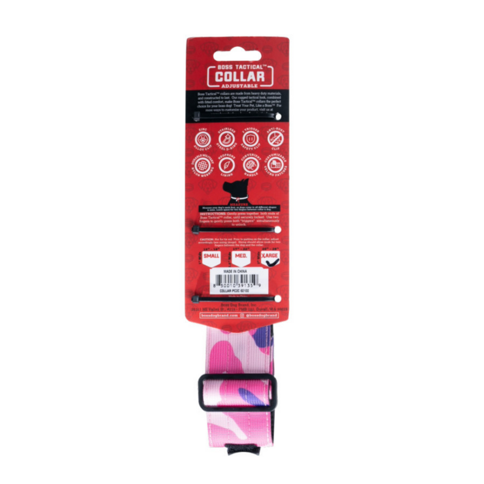 Boss Dog Tactical Adjustable Dog Collar Pink Camo, 1ea/XLarge, 20-28 in Default Title