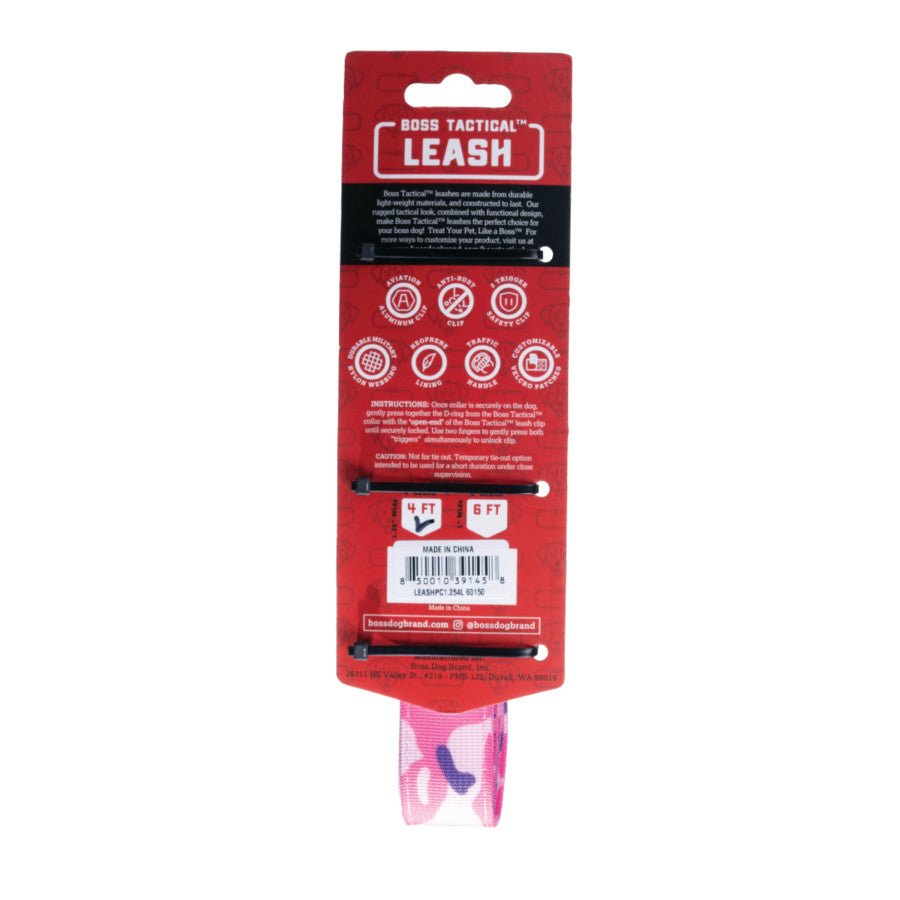 Boss Dog Tactical Dog Leash Pink Camo, 1ea/4 ft - Pets Perfect