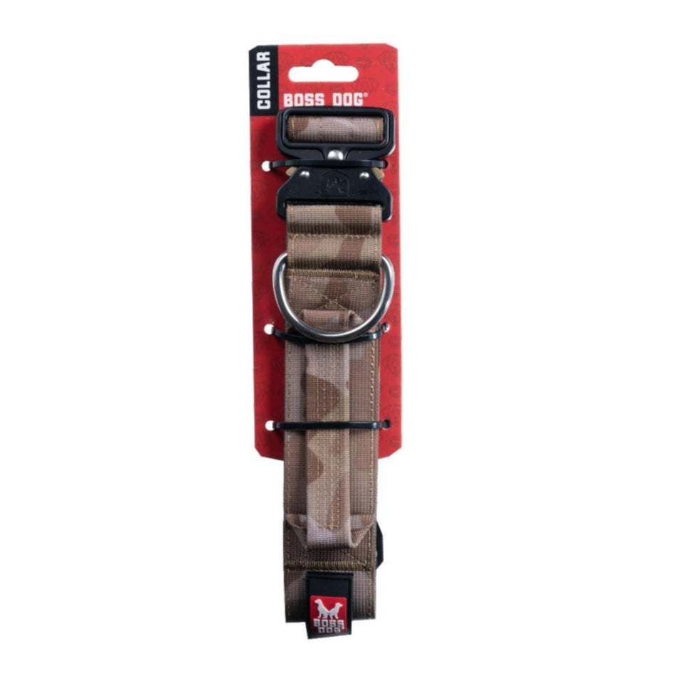 Boss Dog Tactical Adjustable Dog Collar Tan Camo, Large, 17-22 in