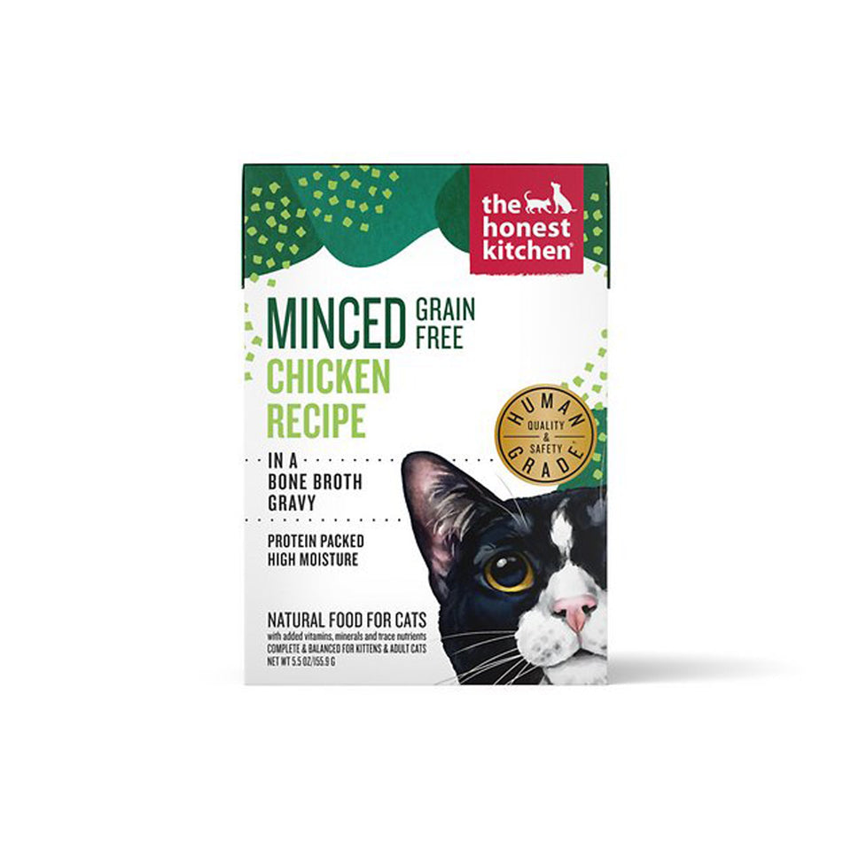 The Honest Kitchen Minced Chicken Wet Cat Food - Cage Free Chicken in Bone Broth Gravy, 5.5 oz, 12 ct