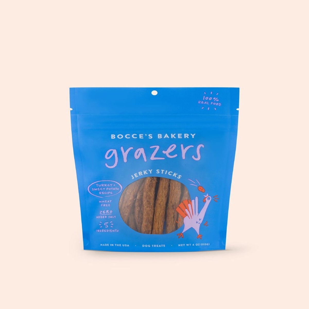 Bocce's Bakery Grazers Turkey & Sweet Potato Jerky Dog Treats 4 oz - Pets Perfect