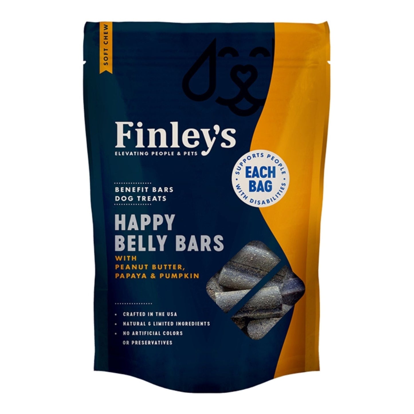 Finley's Dog Soft Chew Benefit Bars Happy Belly 6oz.