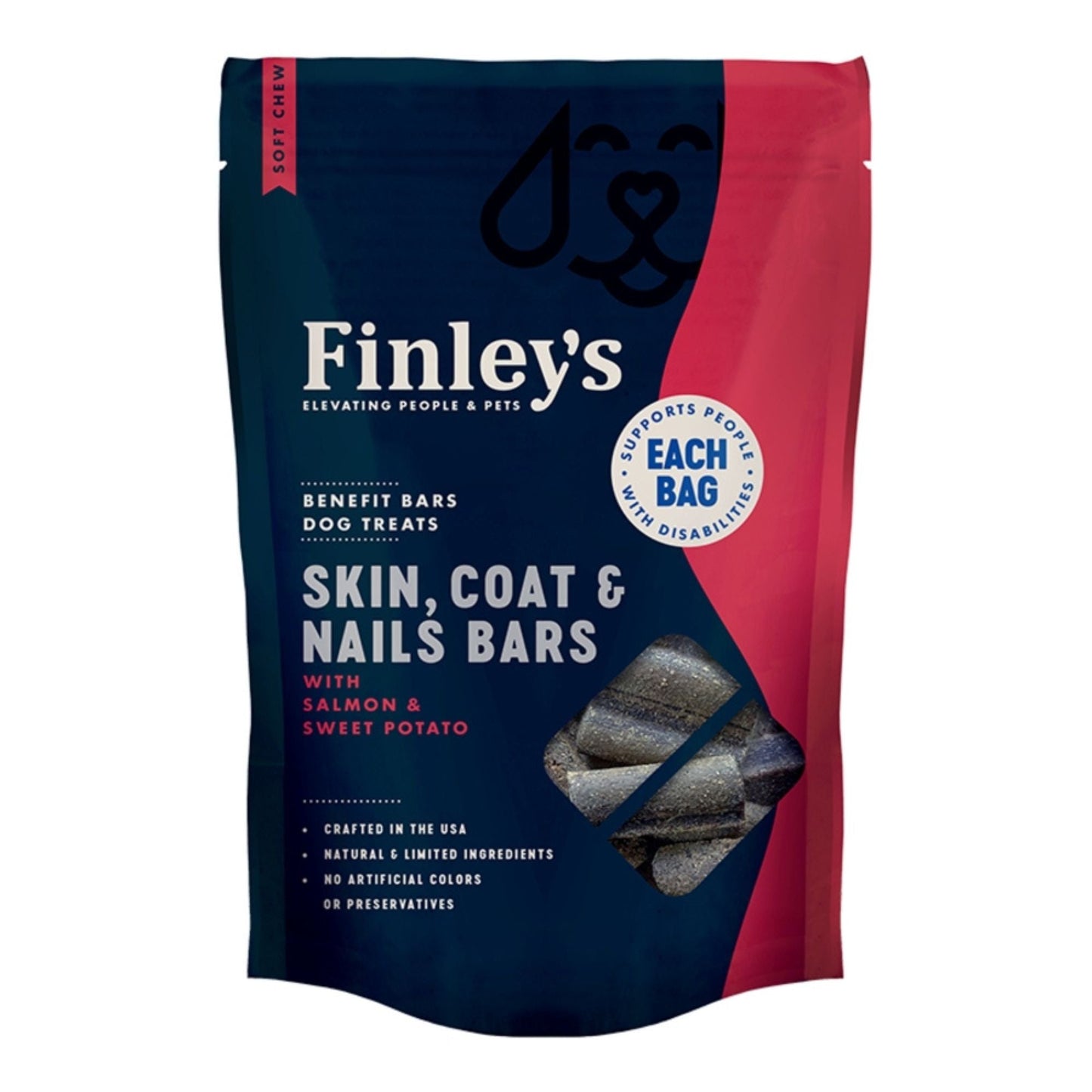 Finley's Dog Soft Chew Benefit Bars Skin Coat & Nails 6oz.