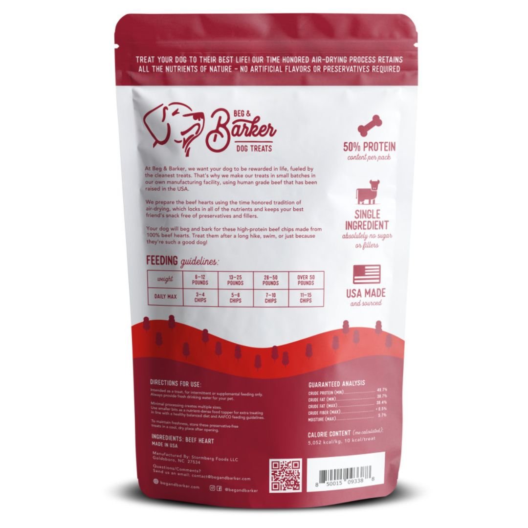 Beg & Barker Beef Heart Chips Dog Treats 1ea/8 oz - Pets Perfect