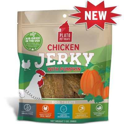 Plato Dog Jerky Chicken with Pumpkin, 16 oz - Pets Perfect