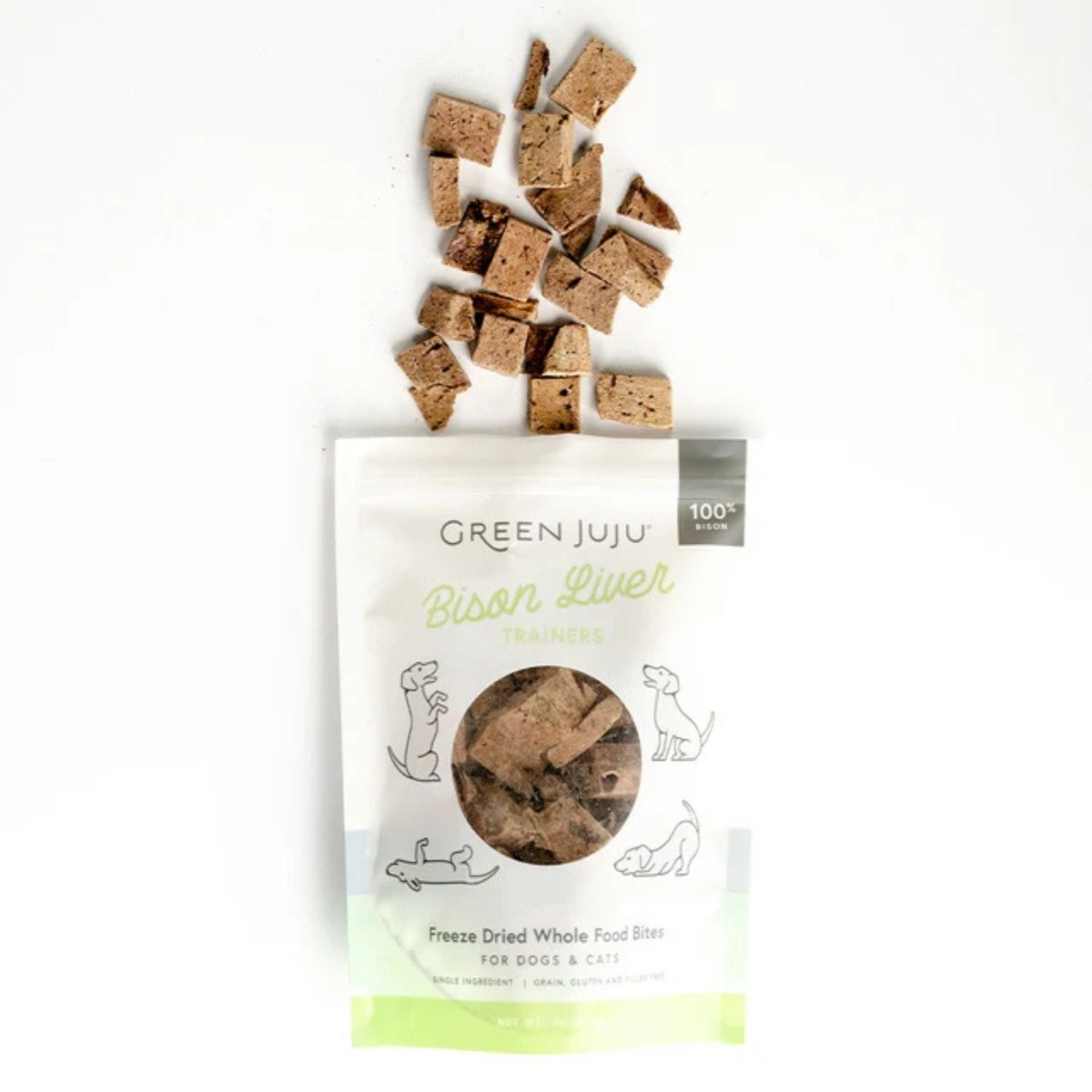Green Juju Dog & Cat Freeze - Dried Grain Free Bison Trainers 3oz. - Pets Perfect