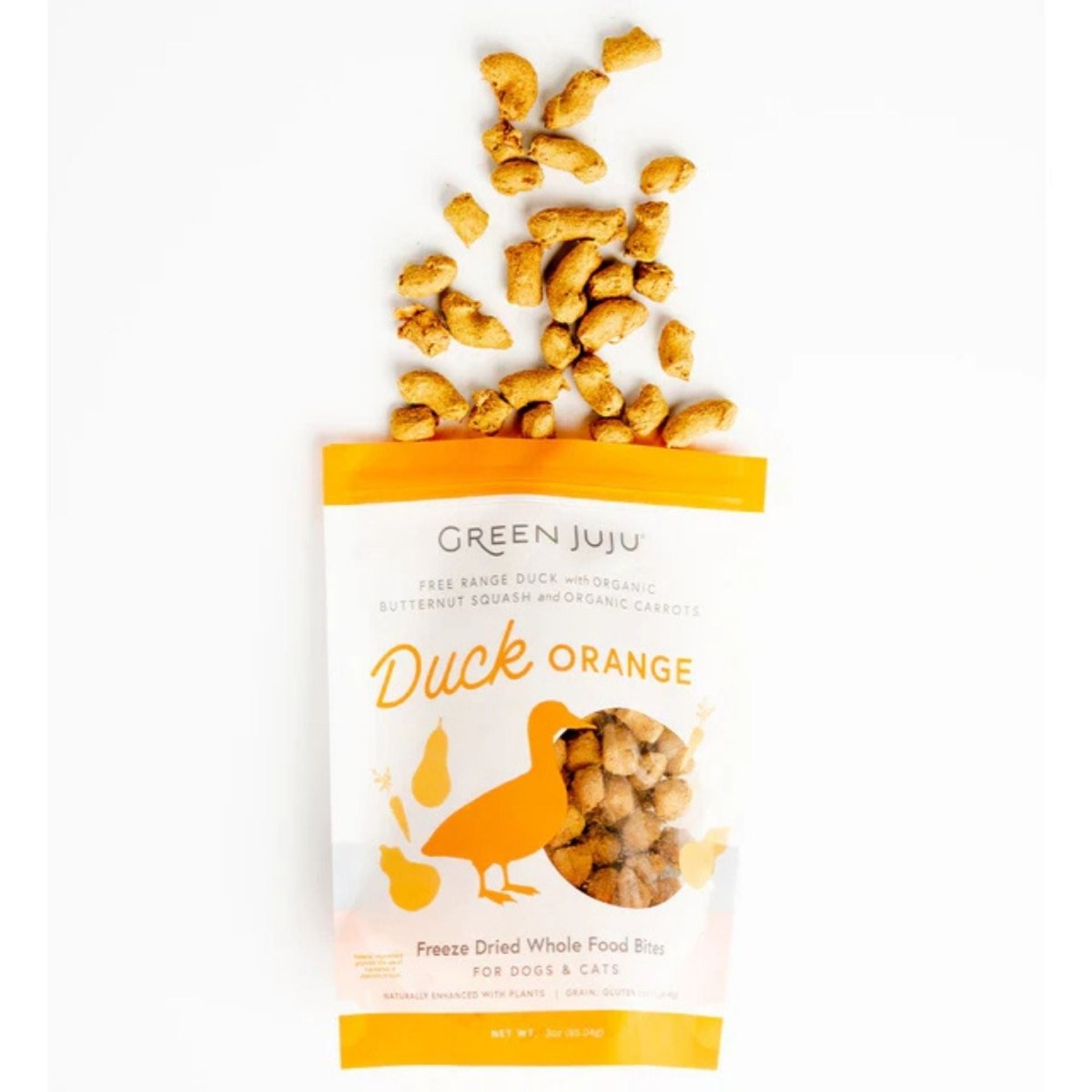 Green Juju Dog & Cat Freeze - Dried Grain Free Whole Food Bite Duck Orange Toppers 7.5oz. - Pets Perfect