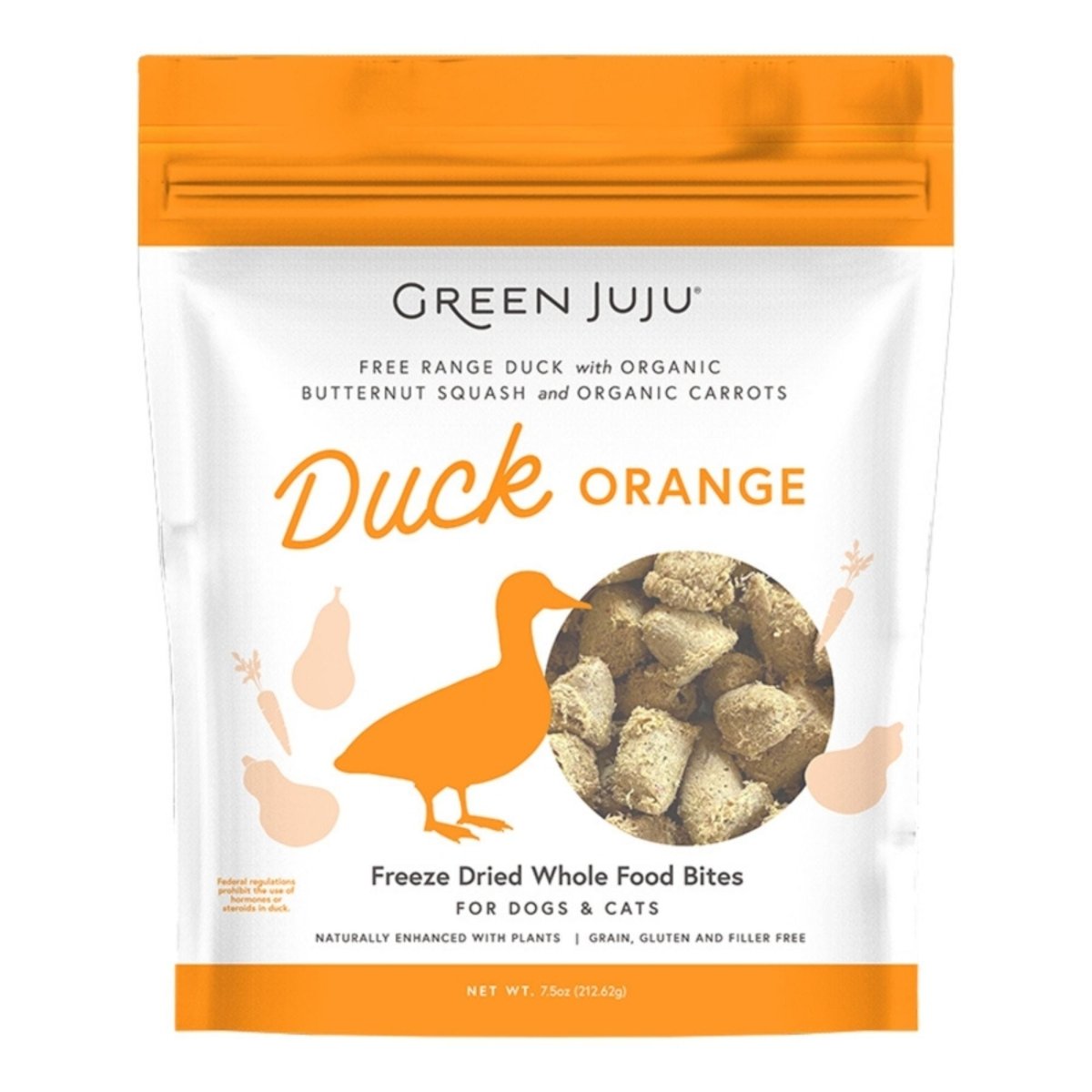 Green Juju Dog & Cat Freeze - Dried Grain Free Whole Food Bite Duck Orange Toppers 7.5oz. - Pets Perfect