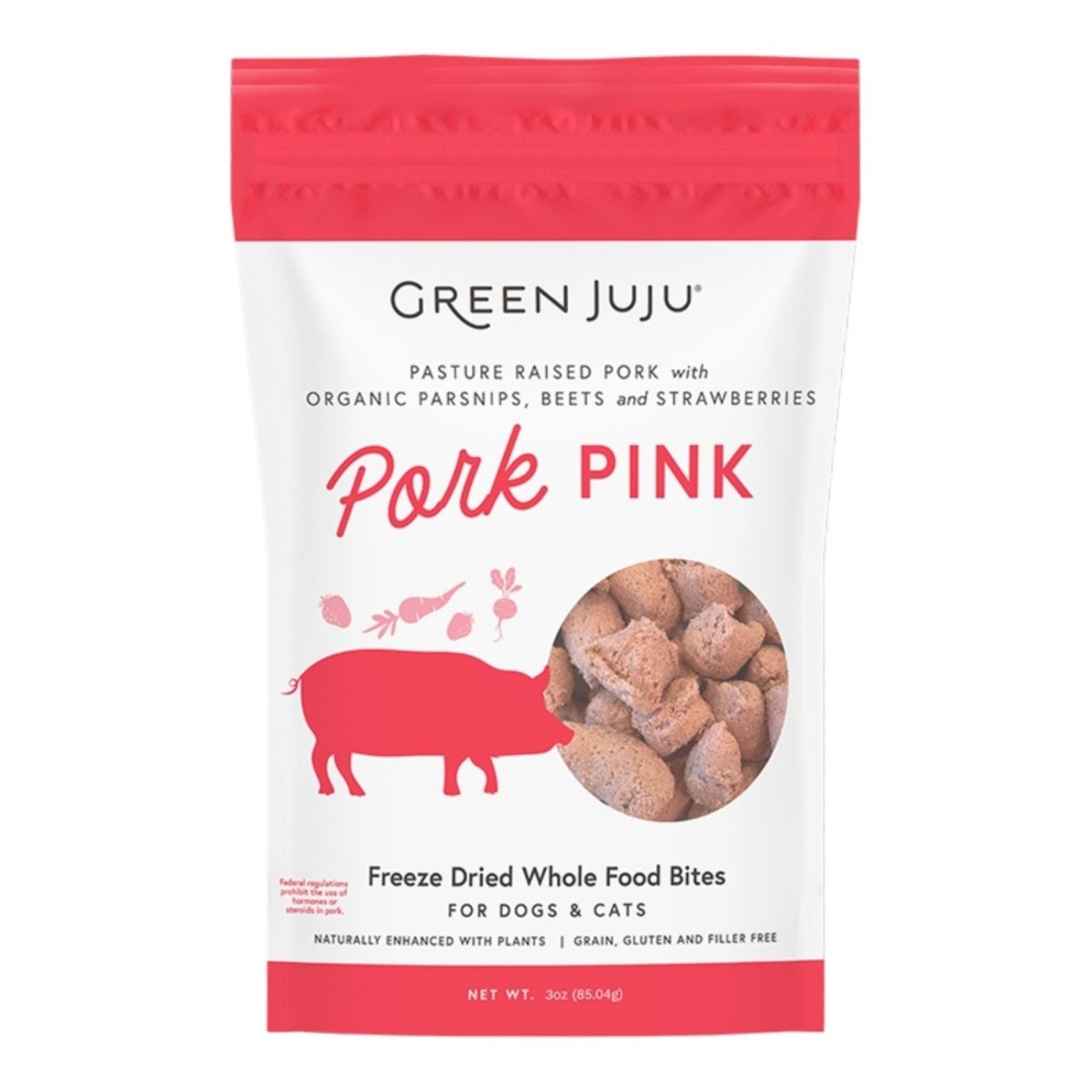 Green Juju Dog Freeze Dried Topper Pork Pink 3oz. - Pets Perfect