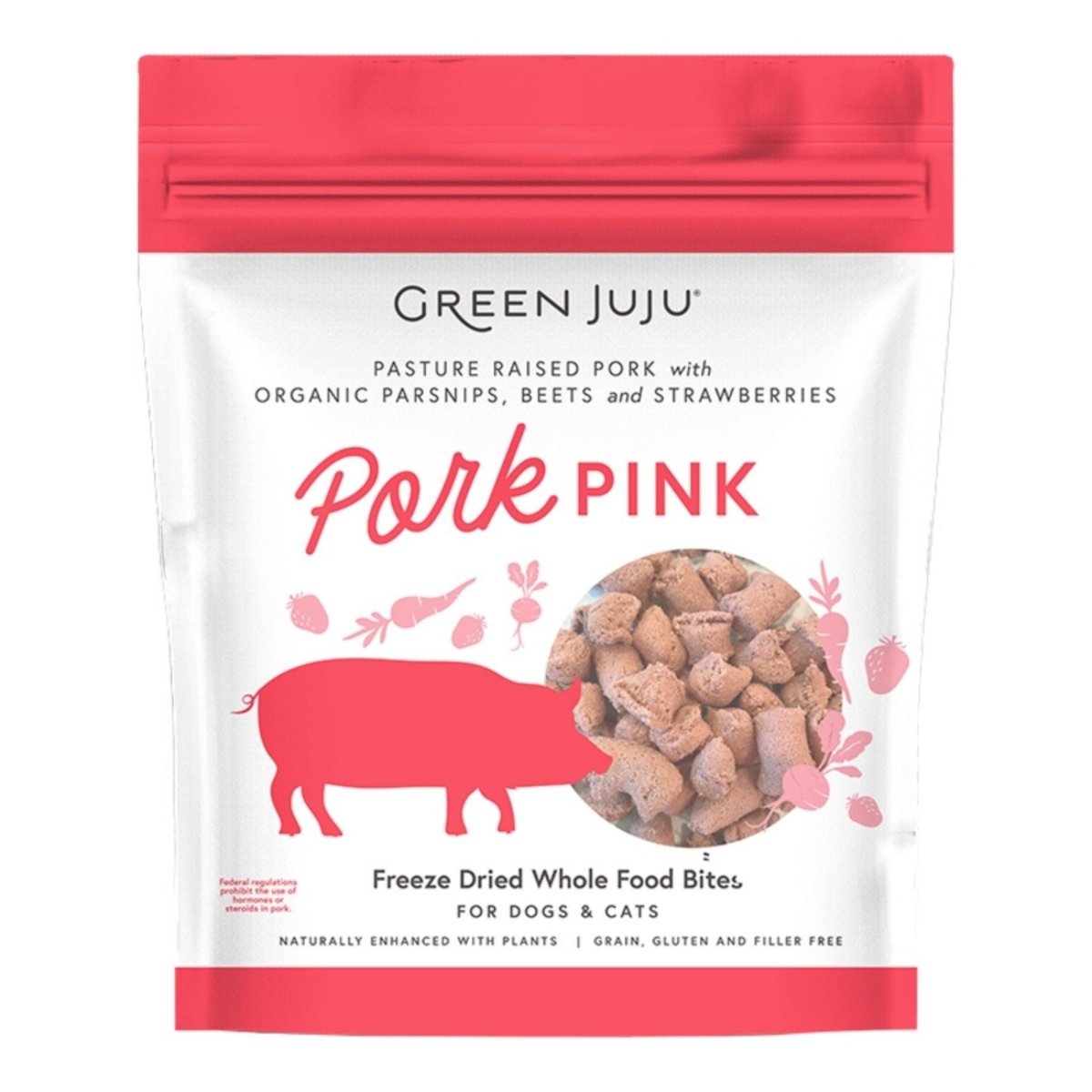 Green Juju Dog Freeze Dried Topper Pork Pink 7.5oz. - Pets Perfect