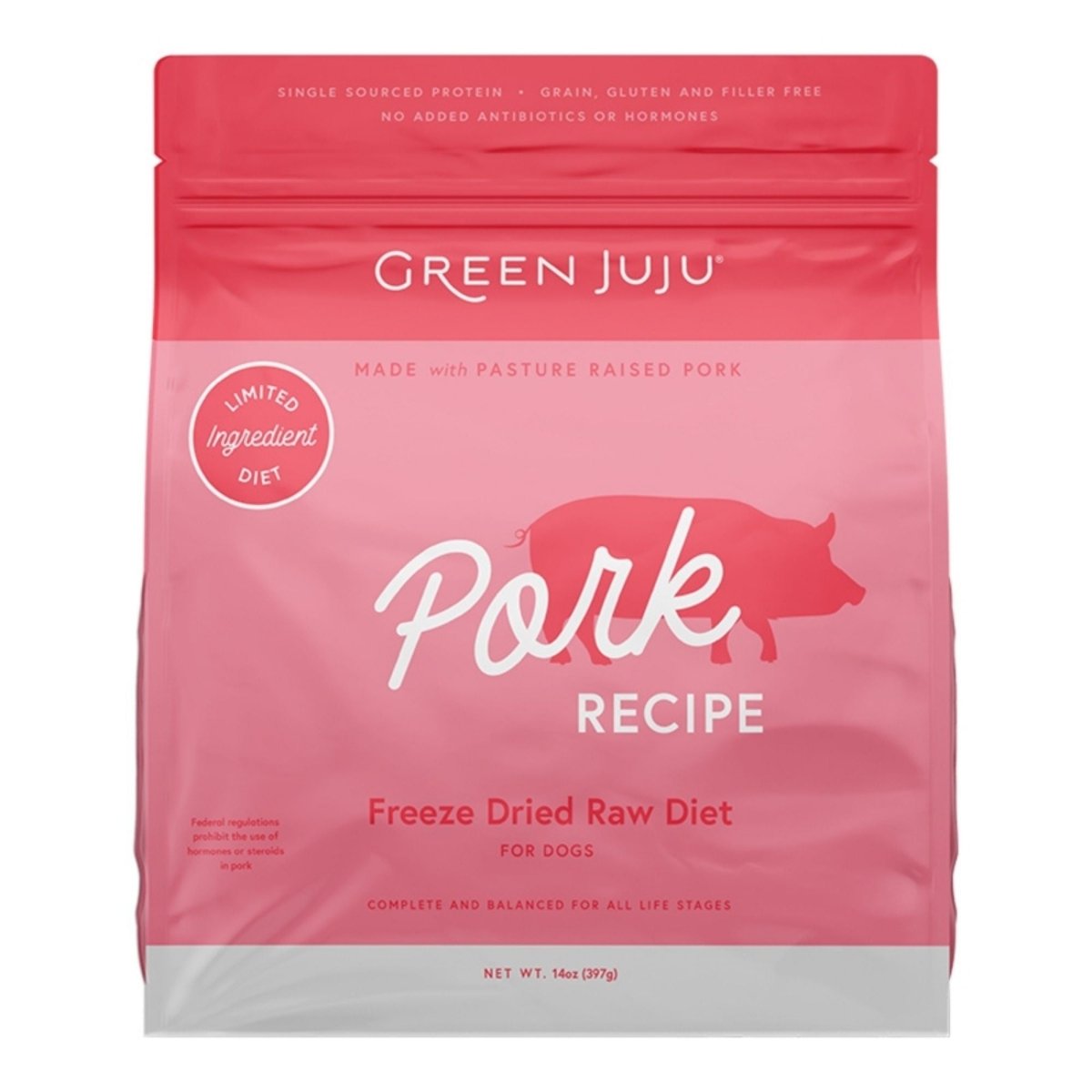 Green Juju Dog & Cat Freeze - Dried Raw Pork Diet 14oz - Pets Perfect