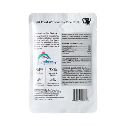 Cat Person Cat Mousse Mackerel & Salmon 3Oz Pouch 12 Pack - Pets Perfect